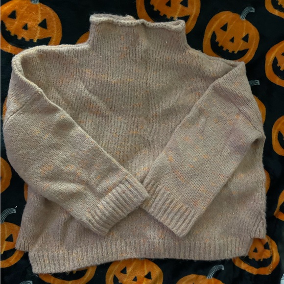 Madewell XL Pink Chunky Knit Mock Neck Oversized Sweater - Picture 2 of 4